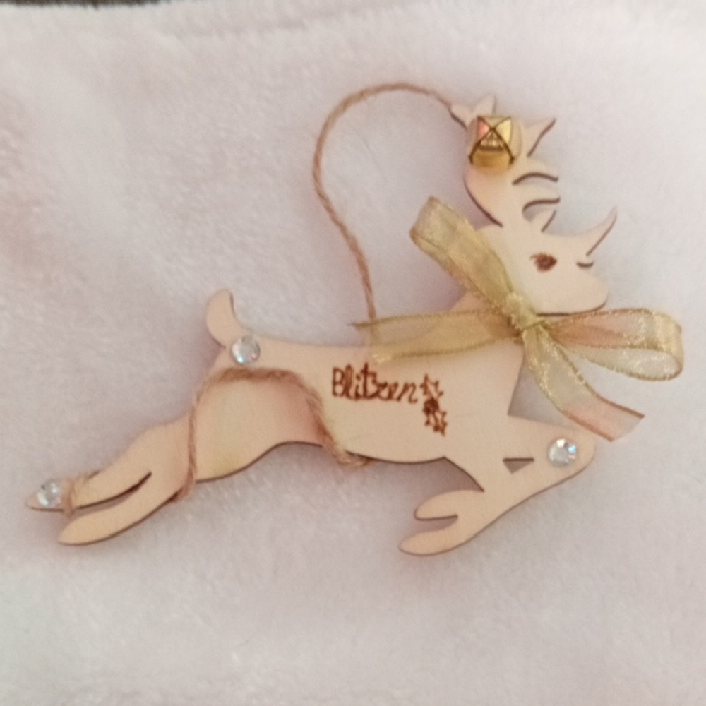 Blitzen Reindeer Ornament with Gold Accents